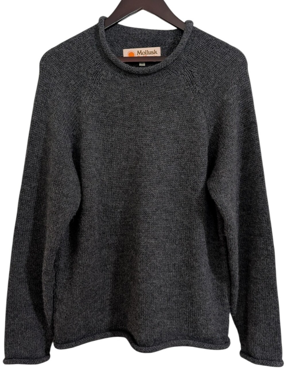 Mollusk California Charcoal Alpaca Knit Roll Neck Fisherman Sweater Medium